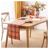 Plaid Fall Thanksgiving Table Runner, Autumn Holiday Rust Orange Red Table Runners 72 inches Long, Harvest Decorations Farmhouse Home Kitchen Dining Party Decor - Retail: $9