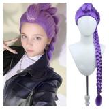 Long Purple Braid Wigs for Girls Women Long Braid Wig Cartoon Movie Halloween Cosplay Costume Anime Wig - Retail: $33