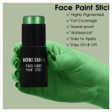 Green Face Paint Stick, Waterproof Dark Green Eye Black Body Paint Sticks for Sports, Painting Kit for Halloween Makeup Zombie Witch Camo Hulk Cosplay Special Effects SFX Costume - Retail: $8