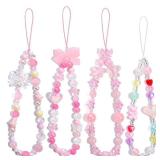 2 PCS Cute Phone Charms Aesthetic Y2K Cellphone Wrist Strap Bedazzling Bear Bow Butterfly Heart Star Flower Accessories Pink Beaded Anti-Theft Chain String for Bag Keychain Airpods Decor - Retail: $7