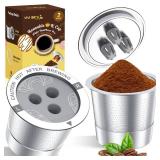 Ninja Reusable Coffee Pod: VIVI SKY Upgraded Stainless Steel Refillable Ninja K Cups - 3 Holes Coffee Filters For Ninja Coffee Maker CFP201 CFP301 CFP305 CFP307 CFP400 CFP300 (2 Pack) - Retail: $16