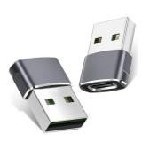 USB to USB C Adapter for iPhone 17 Pro Max,16 15 Charger Adapter 2Pack,Type C Female to USB-A Male Converter for Apple Watch iWatch S11 S10 SE, AirPods Pro 3 4,iPad mini 7 6 Air 5,Samsung S25 - Retail