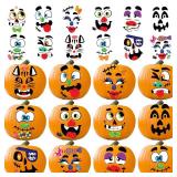 18 Pcs Halloween Pumpkin Decorating Stickers, Halloween Party Favor, Kids Art Craft Party Supplies, Funny Jack-O-Lantern Face Sticker Sheets, Classroom Activities Games Goodies Gifts - Retail: $10