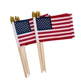 12 Pack Small American Flags on Stick Small US Flags/Mini American Flags for Outside 4x6 Inch American Hand Held Stick Flags with Kid-Safe Spear Top, Patriotic Veterans Day Decorations, 4th of July De