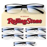 6 pack 1.75 Executive Style Reading Glasses Men - Durable Readers with Blue Light Filtering- Comfortable Fit with TR90 Frames - Retail: $20
