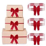 24 Pieces Christmas Elastic Bows for Gift Boxes Stretch Loops with Bows Christmas Elastic Ribbon Crafts for Boxes Gift Wrapping(16-20 Inch,Burgundy) - Retail: $19