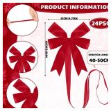 24 Pieces Christmas Elastic Bows for Gift Boxes Stretch Loops with Bows Christmas Elastic Ribbon Crafts for Boxes Gift Wrapping(16-20 Inch,Burgundy) - Retail: $19