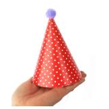 Party Hats for Kids Birthday Hats, DIY Mini Cone and Crown Set with Pom Poms, Small Paper Caps for Stuffed Animals, Pets or Toddler Decorations, Assorted Rainbow Colors - Retail: $9