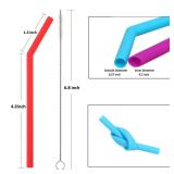 Reusable Silicone Straws for Toddlers & Kids - 12 pcs Flexible Short Drink 6.6 Straws for 6-10 oz Yeti/Rtic/Ozark Tumblers & 4 Cleaning Brushes - BPA free, Eco-friendly, no Rubber Taste - Retail: $7"