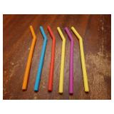 Reusable Silicone Straws for Toddlers & Kids - 12 pcs Flexible Short Drink 6.6 Straws for 6-10 oz Yeti/Rtic/Ozark Tumblers & 4 Cleaning Brushes - BPA free, Eco-friendly, no Rubber Taste - Retail: $7"