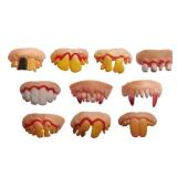 12 Pcs Ugly Fake Halloween Vampire Fangs Teeth Halloween Decoration Theme Costume Party Favors Vampire Denture Teeth - Retail: $8