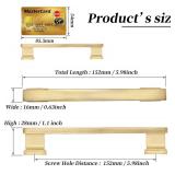 5 Pack 5 Inch Cabinet Handles Brushed Satin Brass Dresser Drawer Pulls, Modern Kitchen Cabinet Door Handles, 5 Inch Hole Center