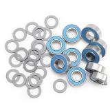 TRA Kit 5116 Ball Bearings, Blue Rubber Sealed 5x11x4mm (10) with 1985 PTFE-Coated Washers, 5x8x0.5mm (20) for Traxxas - Retail: $10
