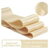 Champagne Ribbon 4 inch Wide Solid Color Double-Faced Satin Ribbon Champagne Fabric Ribbon for Wedding Chair Sash Large Bows Making Party Decor Sewing Crafts Floral Bouquet-10 Yards/Roll - Retail: $14