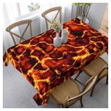 Lava Fire Glow Blaze Table Cloth Orange Fantasy 52 x 70 Rectangle Polyester Tablecloths for Dining Kitchen Outdoor Picnic Camping Party Wedding Event Washable - Retail: $20