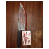 Halloween Fake Knife Props - Bloody Fake Knife - 10 Halloween Scar Tattoo Stickers - Suitable for Halloween Party Knife Prop Cosplay Costumes - Retail: $16