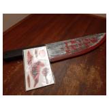 Halloween Fake Knife Props - Bloody Fake Knife - 10 Halloween Scar Tattoo Stickers - Suitable for Halloween Party Knife Prop Cosplay Costumes - Retail: $16