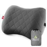 Ultralight Inflatable Pillow with Removable Cover for Neck Lumber Support - Upgrade Washable Travel Air Pillows for Camping, Hiking, Backpacking (Grey) - Retail: $21