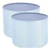 Lamp Shades Set of 2, Drum Lampshade for Table Lamps Floor Lamp, 13 Top X 13" Bottom X 10" High Blue Large Line Fabric Lamp Shades, Easy Assembly Replacement Lampshades - Retail: $40"