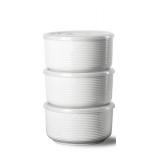 Ceramic Bowls with Lids: 20 oz Microwave Safe Food Storage Containers for Soup, Salad, Cereal, Leftovers, Meal Prep, Lunch, Picnic, Camping, Serving - Airtight, White, Set of 3 - Retail: $31