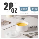 Ceramic Bowls with Lids: 20 oz Microwave Safe Food Storage Containers for Soup, Salad, Cereal, Leftovers, Meal Prep, Lunch, Picnic, Camping, Serving - Airtight, White, Set of 3 - Retail: $31