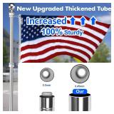 Flag Pole Kit- Stainless Steel 6 FT Flag Poles with1 Inch Metal 360Â° Rotating Flag Pole Rings Clip, Two-Position Flag Pole Holder Brackets Mounting for Outside House Outdoor Porch (6 FT-Sliver) - R