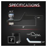 2 Inch Ball Trailer Hitch 2 in Drop Receiver Hitch with 2 in Shank & Hitch Pin for Truck Towing Ball Mount, 7,250 LBS GTW, Black