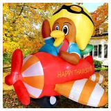 6 FT Thanksgiving Inflatables Turkey Flying a Plane Outdoor Decorations Blow Up Yard Turkey, Built-in LEDs for Indoor Party Garden Lawn Decor - Retail: $46