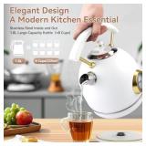 Retro Electric Kettle Stainless Steel, 1.8L Tea Water Boiler, 1500W Fast Quiet Boil, Temperature Gauge, Auto Shut-Off, Boil-Dry Protection, White Champagne Gold.  POWERS ON. Needs a Good Cleaning. - R