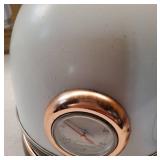 Retro Electric Kettle Stainless Steel, 1.8L Tea Water Boiler, 1500W Fast Quiet Boil, Temperature Gauge, Auto Shut-Off, Boil-Dry Protection, White Champagne Gold.  POWERS ON. Needs a Good Cleaning. - R