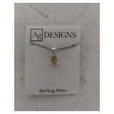 Ag Designs Citrine Sterling Silver Pendant Necklace