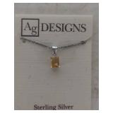 Ag Designs Citrine Sterling Silver Pendant Necklace