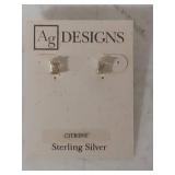 AG Designs Citrine Sterling Silver Stud Earrings