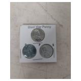 1943 Steel War Lincoln Penny Set - P-D-S Mint Marks