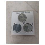 1943 Steel War Lincoln Penny Set - P-D-S Mint Marks