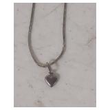 Sterling Silver Heart Pendant Necklace - Marked .925
