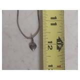 Sterling Silver Heart Pendant Necklace - Marked .925
