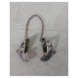 Mexican Abalone Shell Sterling Silver Sweater Guard - Marked .925