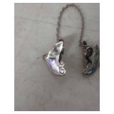 Mexican Abalone Shell Sterling Silver Sweater Guard - Marked .925