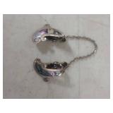Mexican Abalone Shell Sterling Silver Sweater Guard - Marked .925