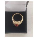 Ruby and Clear Crystal Ring in Box