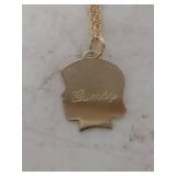 Personalized Silhouette Pendant Necklace - Marked 14KGODG