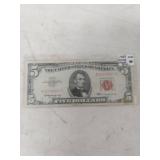 1963 US $5 Red Seal Note