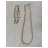 Pearl and Crystal Necklace Set with Bracelet
