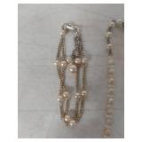 Pearl and Crystal Necklace Set with Bracelet