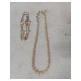 Pearl and Crystal Necklace Set with Bracelet
