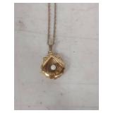Gold Shell Pearl Pendant Necklace