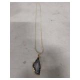 Natural Agate Slice Pendant Necklace