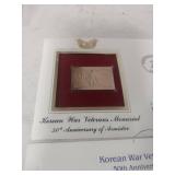 2003 Korean War Veterans Memorial Gold Stamp First Day Cover