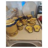 Yellow and Blue Floral Ceramic Dish Set